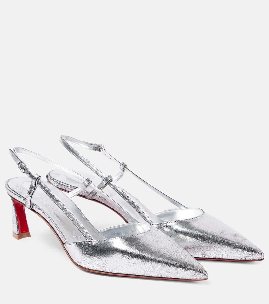 Christian Louboutin - حذاء كوندورولين 55 ذو الكعب العالي المصنوع من الجلد الميتاليك والحزام الخلفي