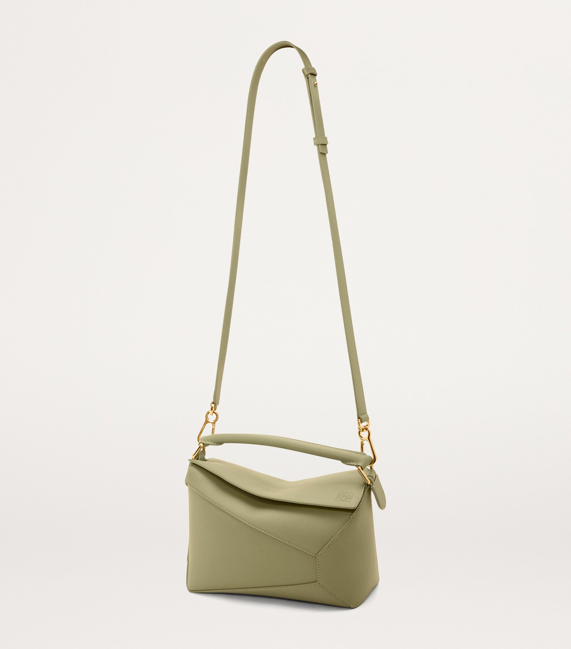 LOEWE Green Small Leather Puzzle Edge Top-Handle Bag