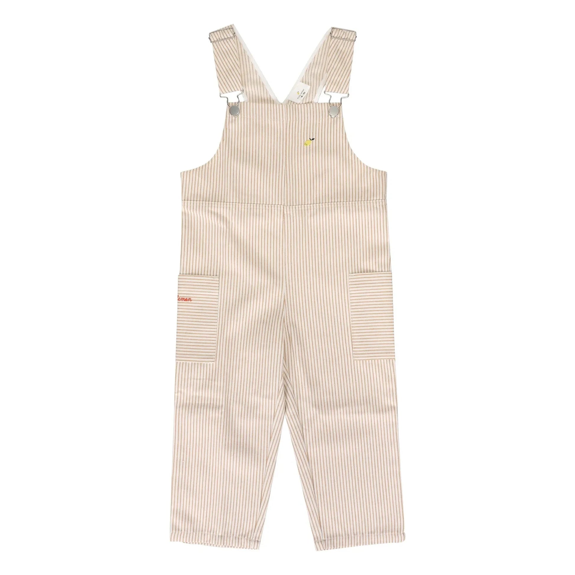 Sticky Lemon - Striped Lemon Dungarees | White