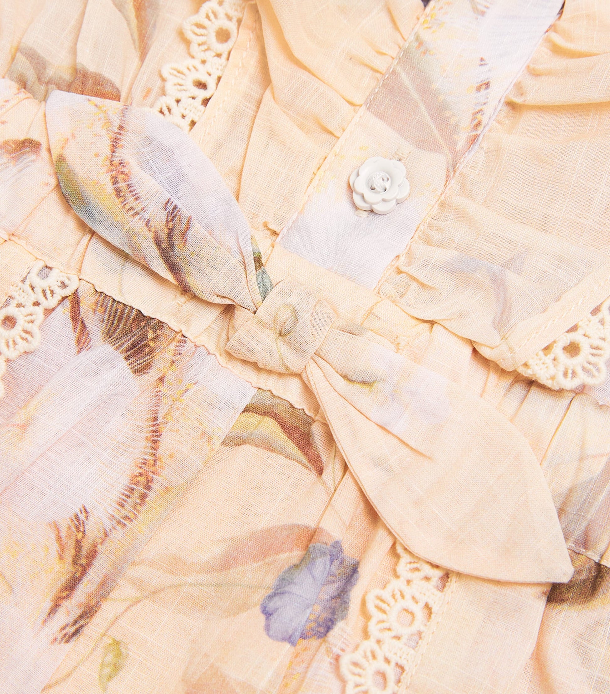 Zimmermann Kids Cotton Crochet-Trim Cascadian Frill Playsuit (2-12 Years)