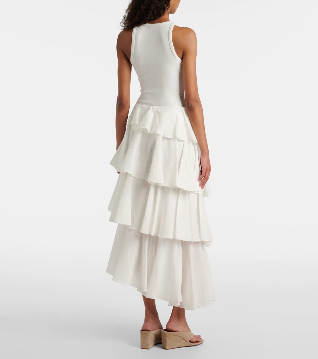 Alaïa - Asymmetric cotton and linen maxi skirt