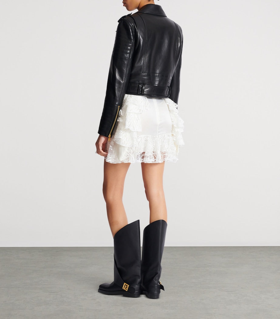 Balmain Black Leather Biker Jacket