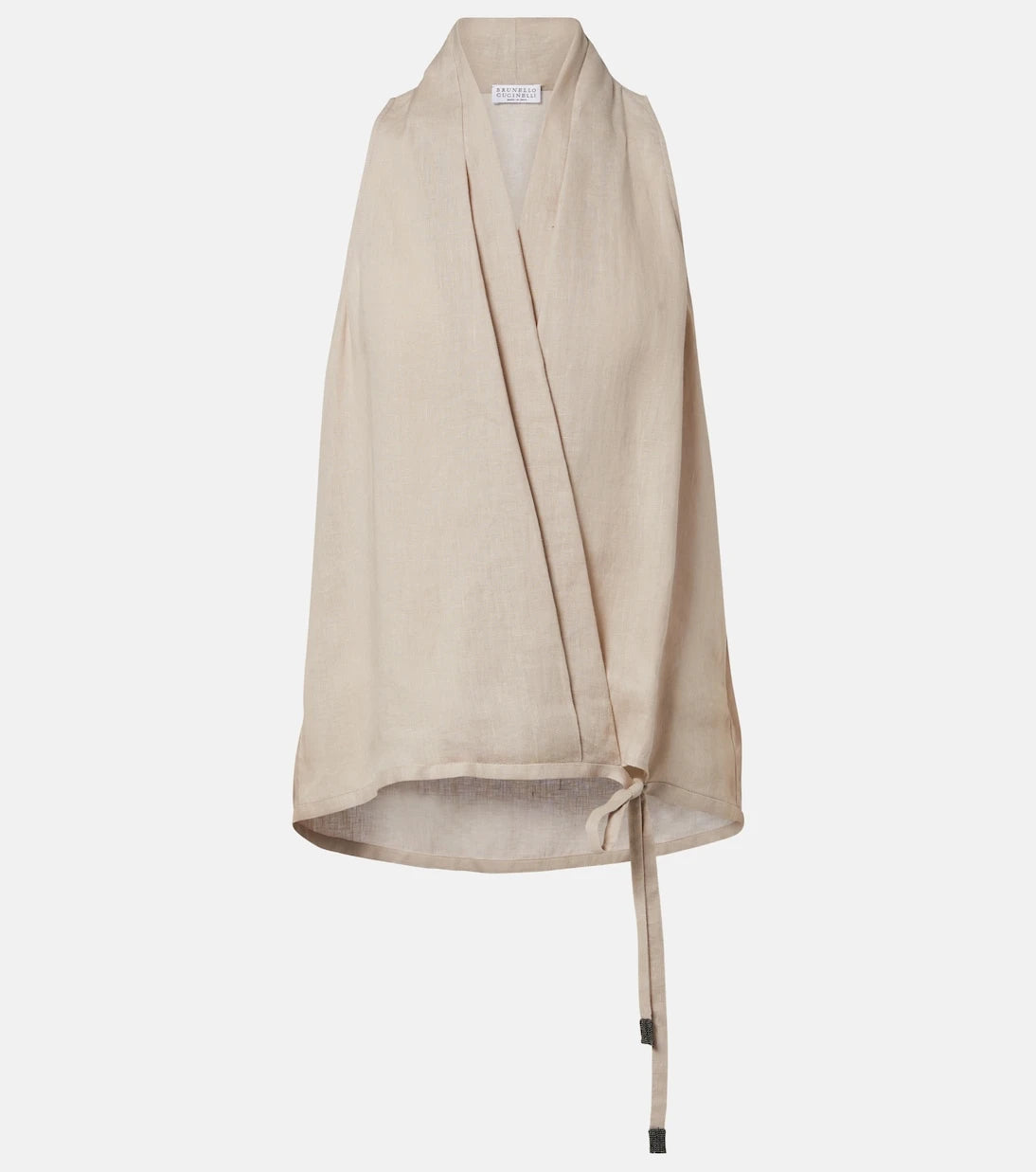 Brunello Cucinelli - Monili halterneck linen wrap top