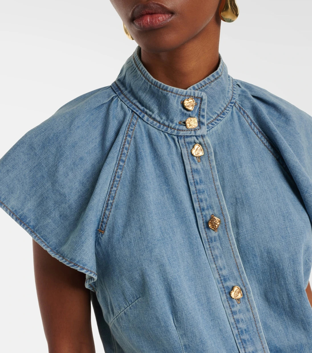 Zimmermann - Crush Flutter Sleeve denim shirt