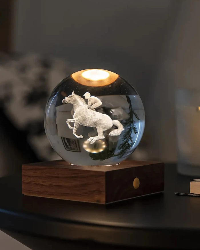 Gingko Design Amber Crystal Light Kablosuz LED Masa Lambası 9,5 x 8 cm