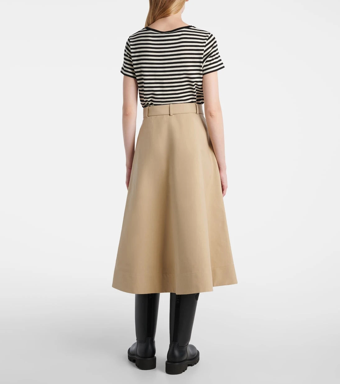 Moncler - Belted cotton midi skirt