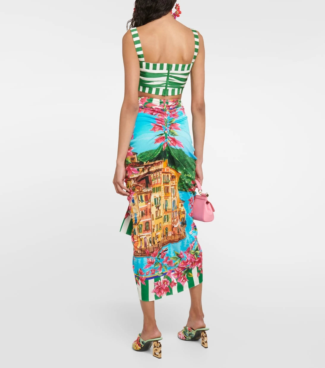 Dolce&Gabbana - Portofino ruched silk midi skirt