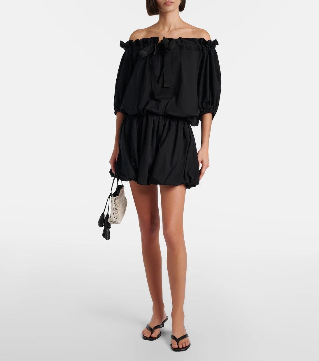 Patou - Tie-neck cotton faille minidress
