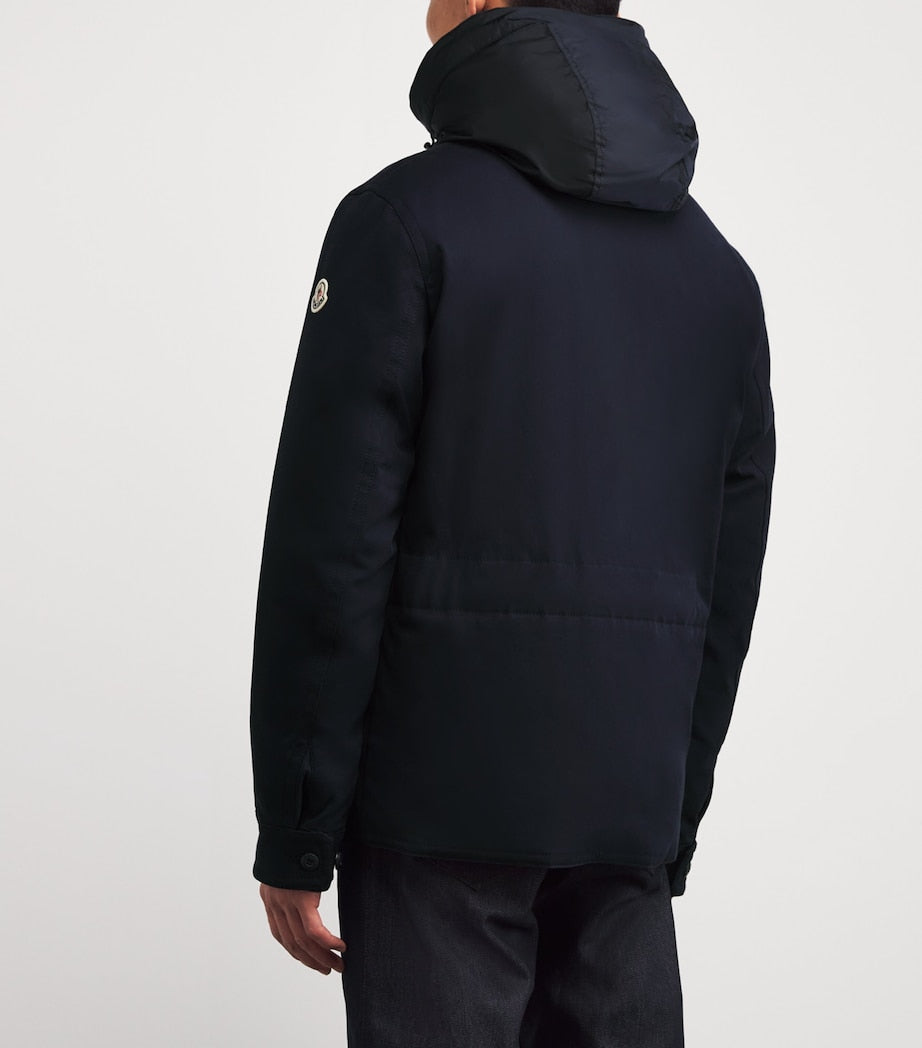 Moncler Blue Double-Layered Hooded Arras Jacket