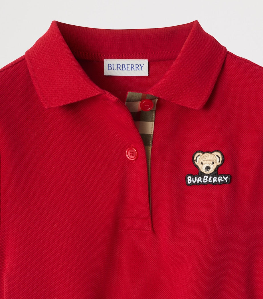 Burberry Kids Red Cotton Polo Dress (3-12 Years)