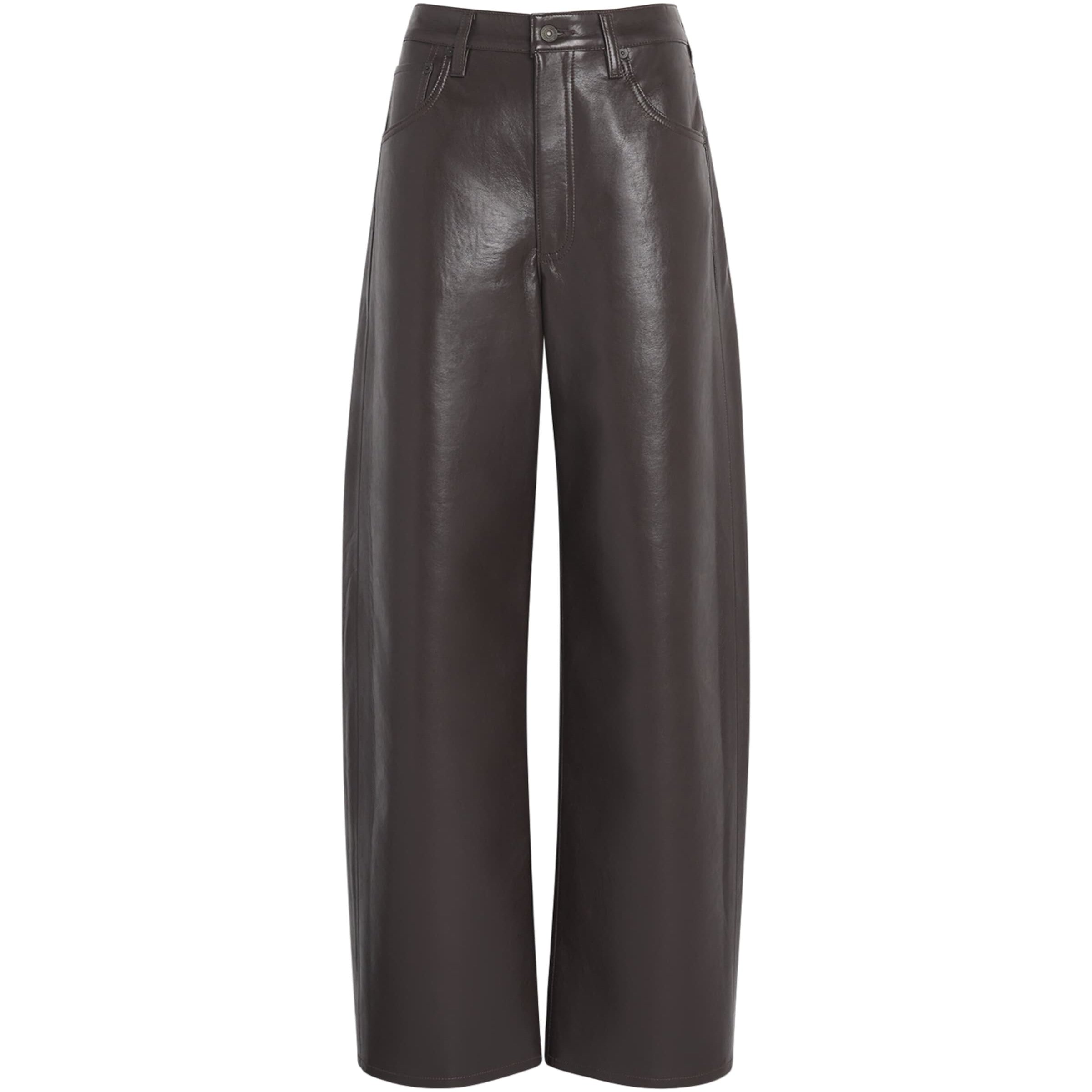 Citizens of Humanity Brown Leather-Blend Ayla Baggy Jeans