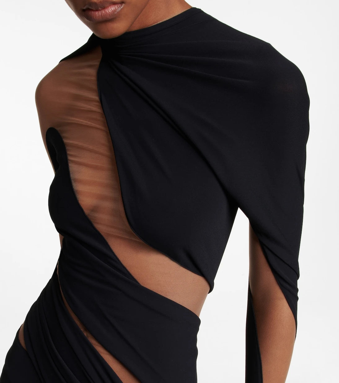Mugler - Draped tulle-embellished minidress