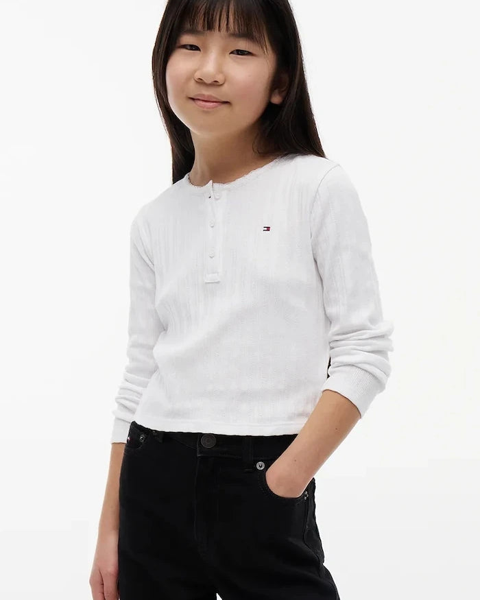Tommy Hilfiger çocuklar için pamuklu uzun kollu bluz