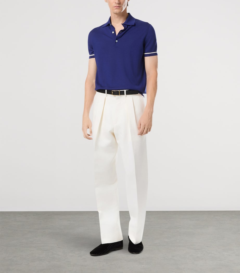 Blue Cashmere-Silk Polo Shirt