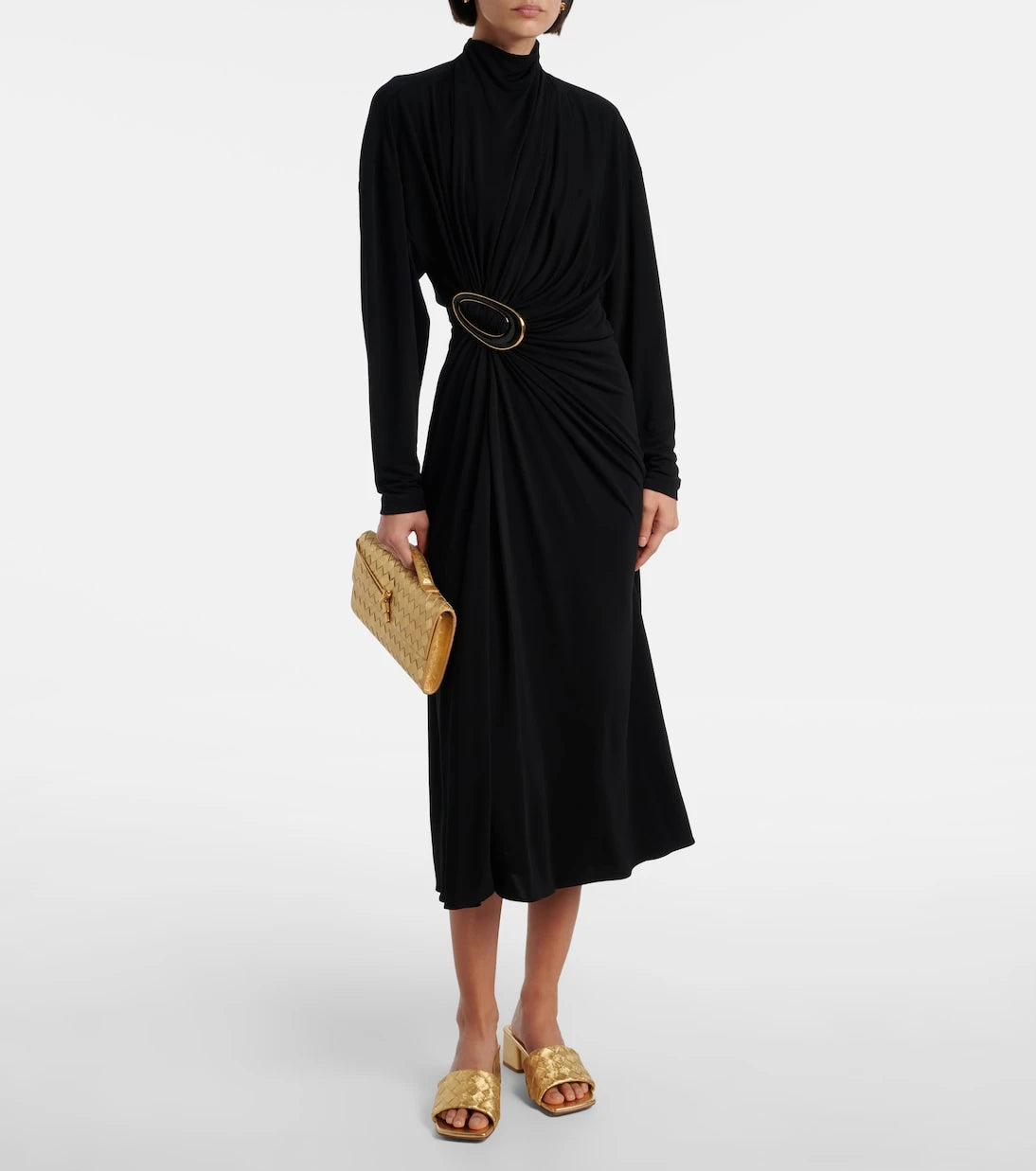 Bottega Veneta - Parco Intrecciato metallic leather mules