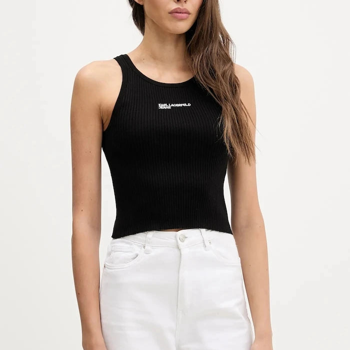 Karl Lagerfeld Jeans къс топ дамски с памук