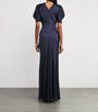 Victoria Beckham Navy Gathered-Waist Maxi Dress