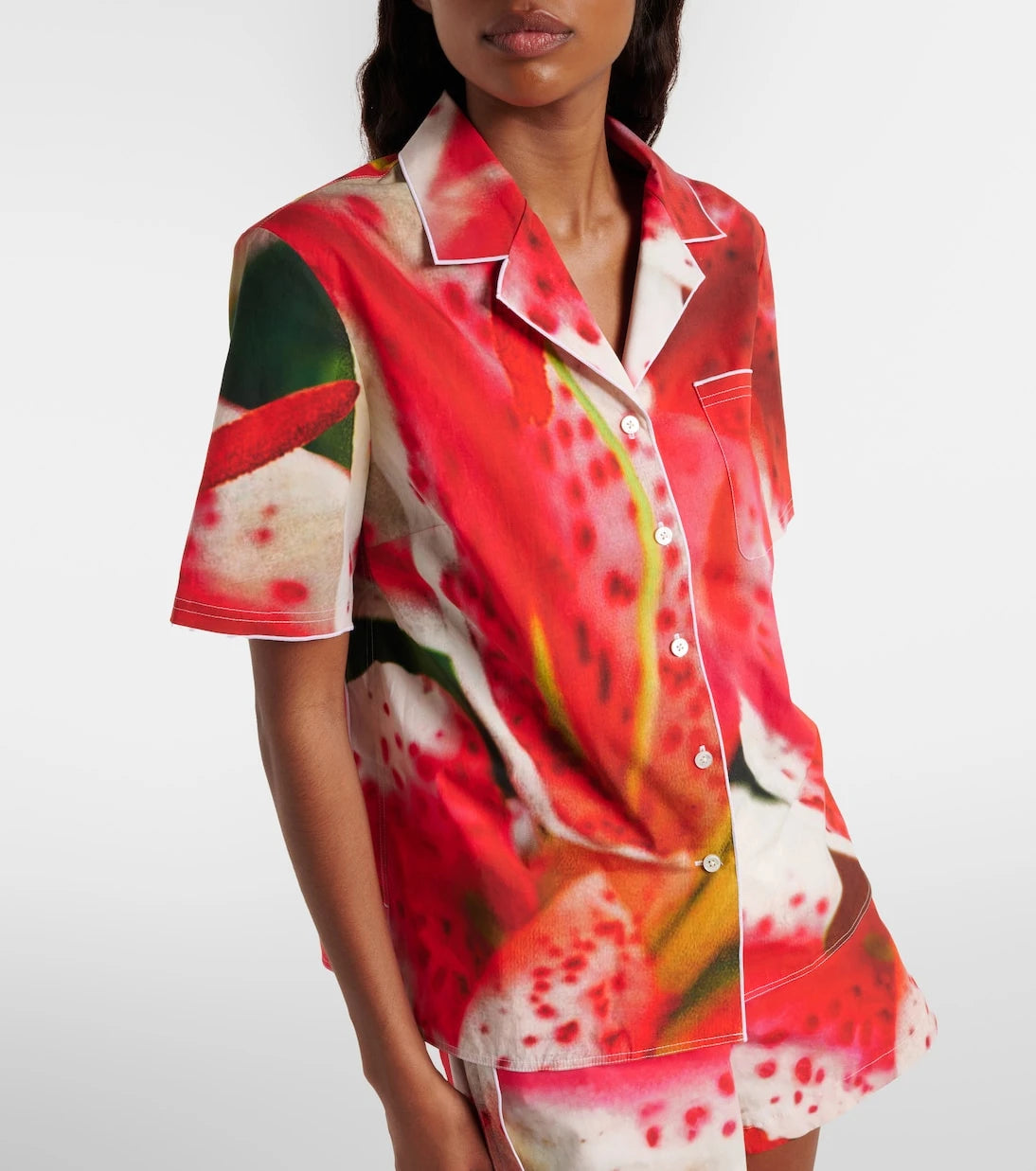 Tory Burch - Printed cotton-blend twill shirt
