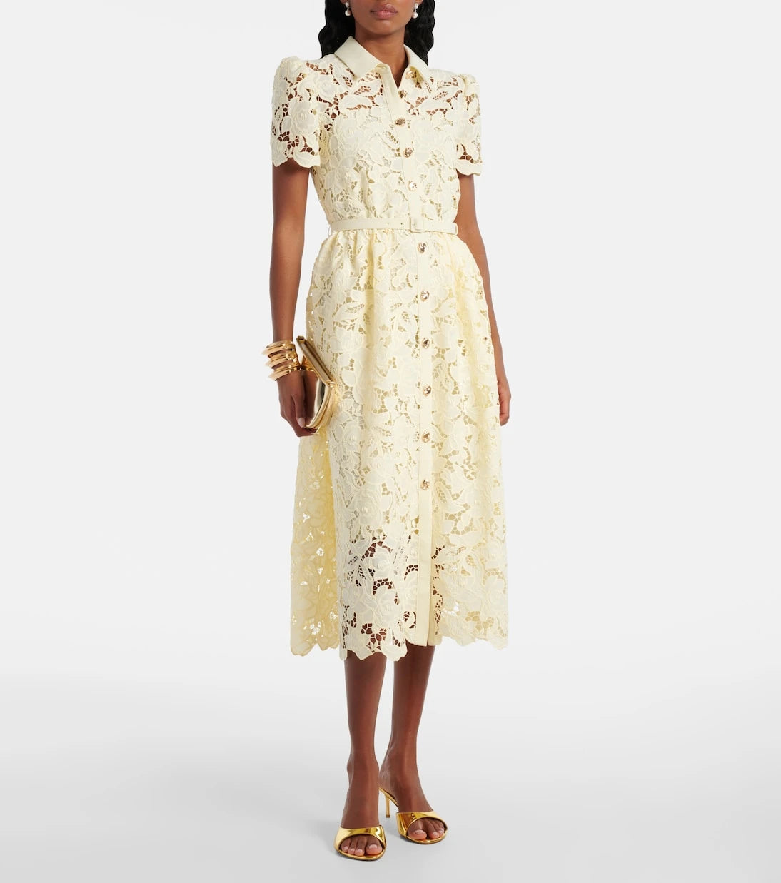 Self-Portrait - Lace-trimmed midi dress