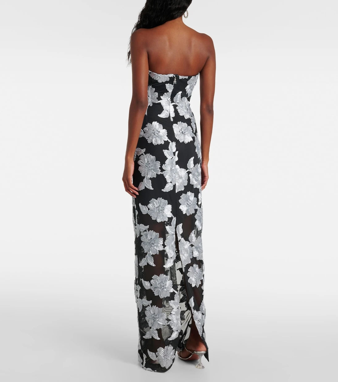 Rotate - Floral strapless mesh maxi dress