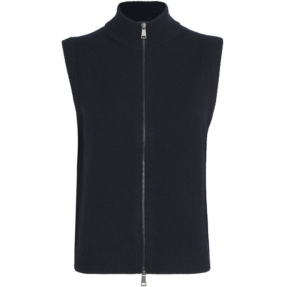 ME+EM Navy Wool Two-Way Zip Vest