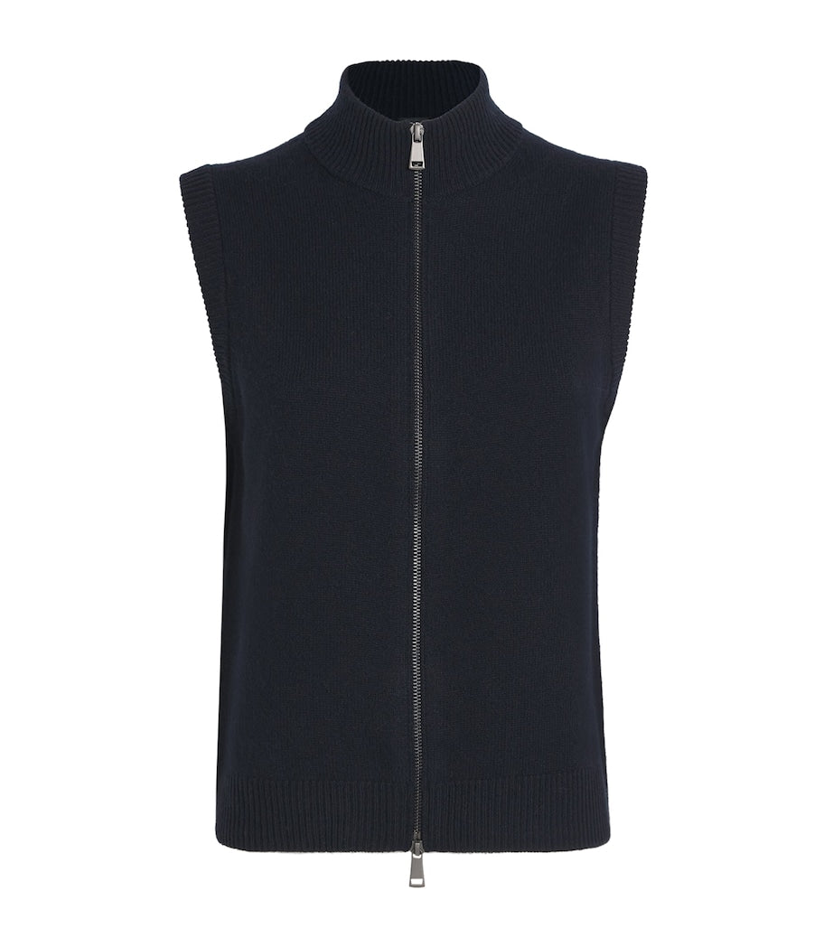 ME+EM Navy Wool Two-Way Zip Vest