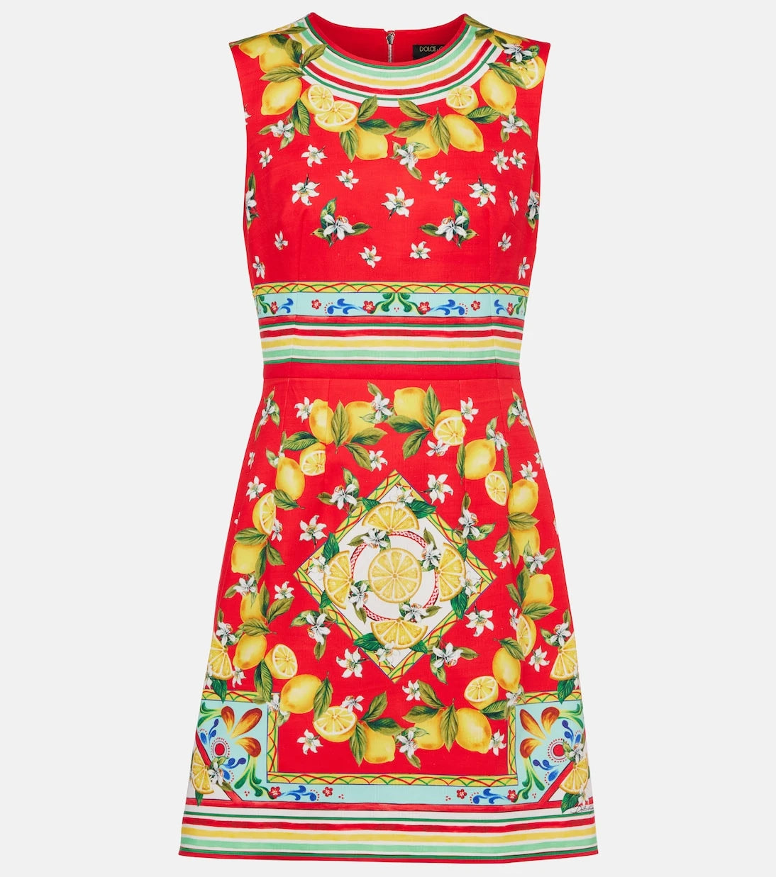 Dolce&Gabbana - فستان قصير من القطن المطبوع