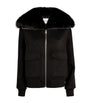 Yves Salomon Black Fur-Collar Bomber Jacket