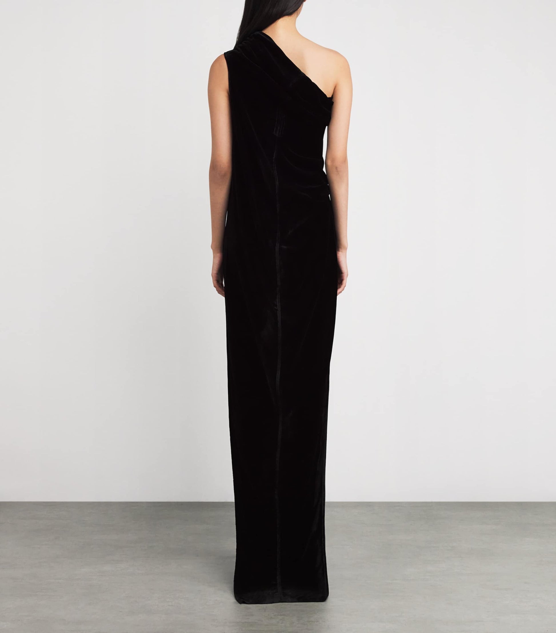 Velvet One-Shoulder Athena Gown 09 BLACK