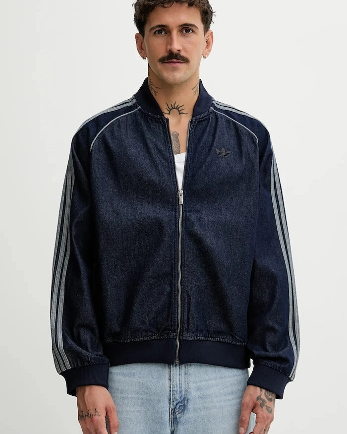 adidas Originals суичър с цип от деним Adicolor loose SST