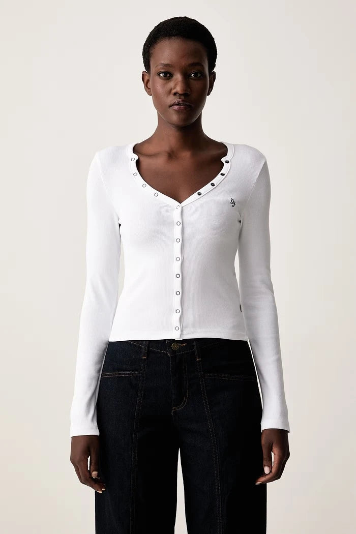 Guess Jeans uzun kollu pamuk ve elastanlı kadın bluzu