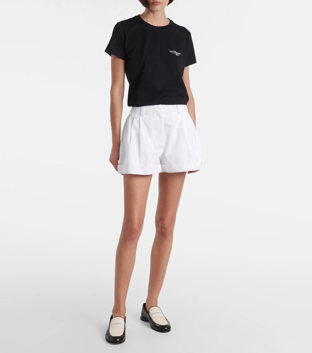 Givenchy - Pleated cotton poplin shorts