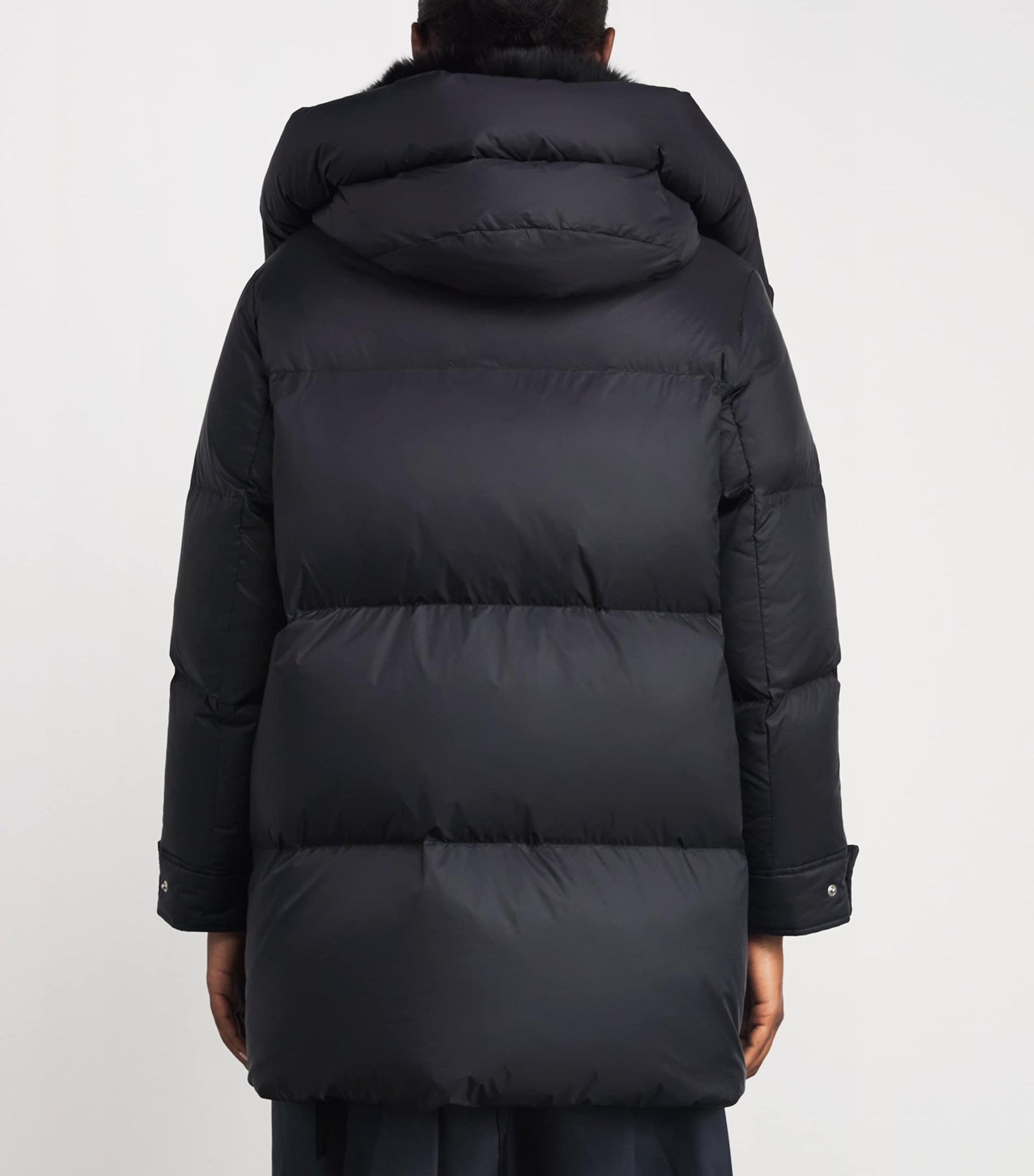Yves Salomon Black Down Fur-Trim Adaptable Parka Coat