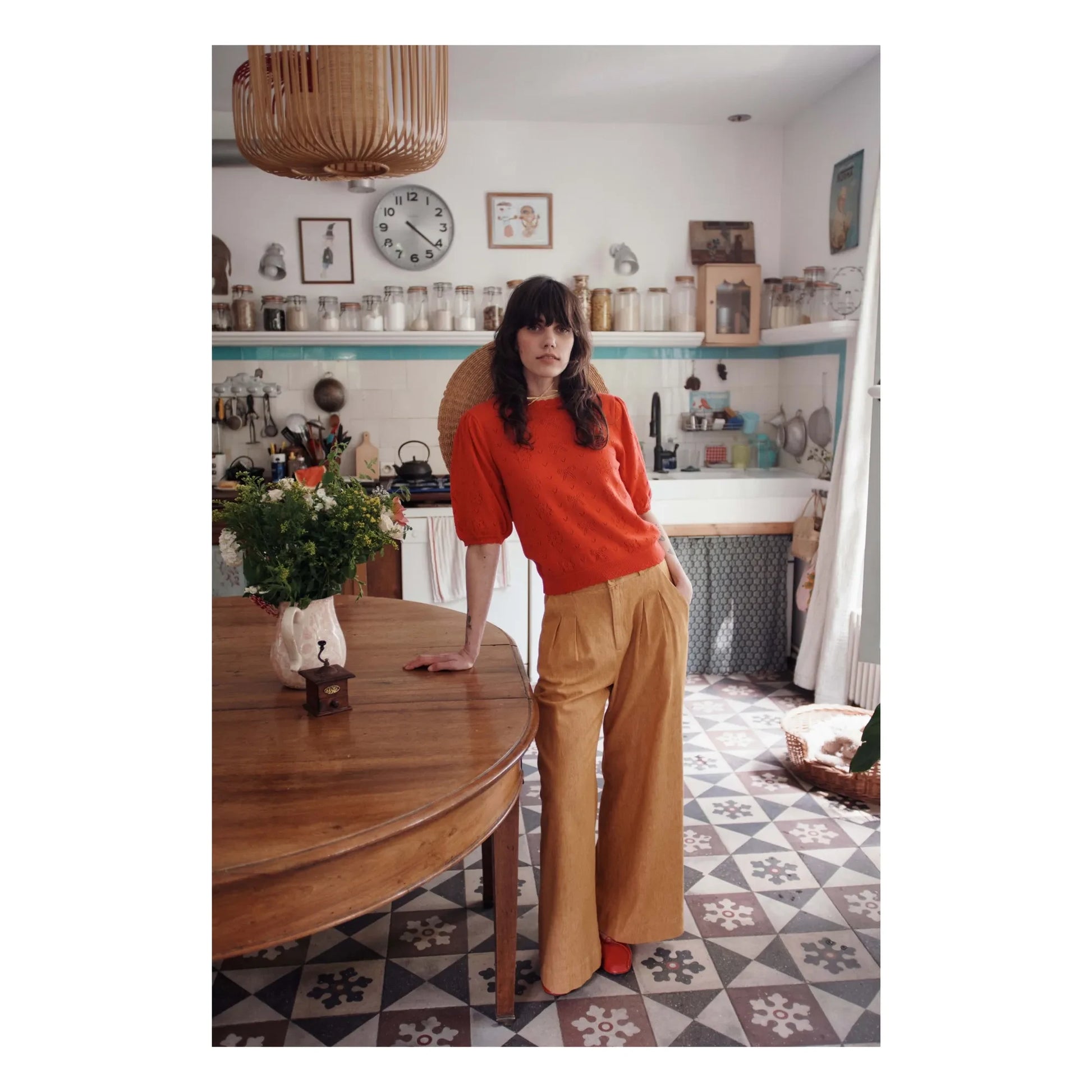 Emile et Ida - Organic Cotton Knotted Openwork Sweater | Poppy