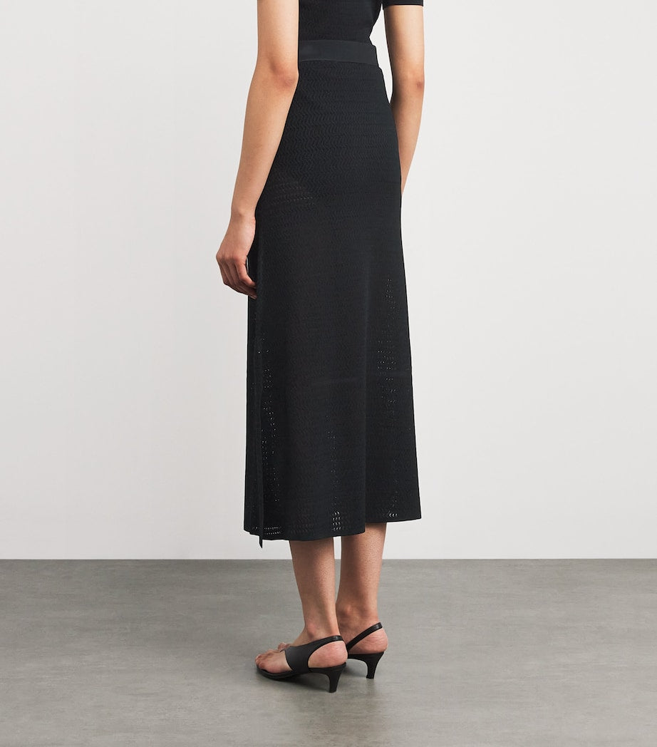 Victoria Beckham Black Knitted Midi Skirt