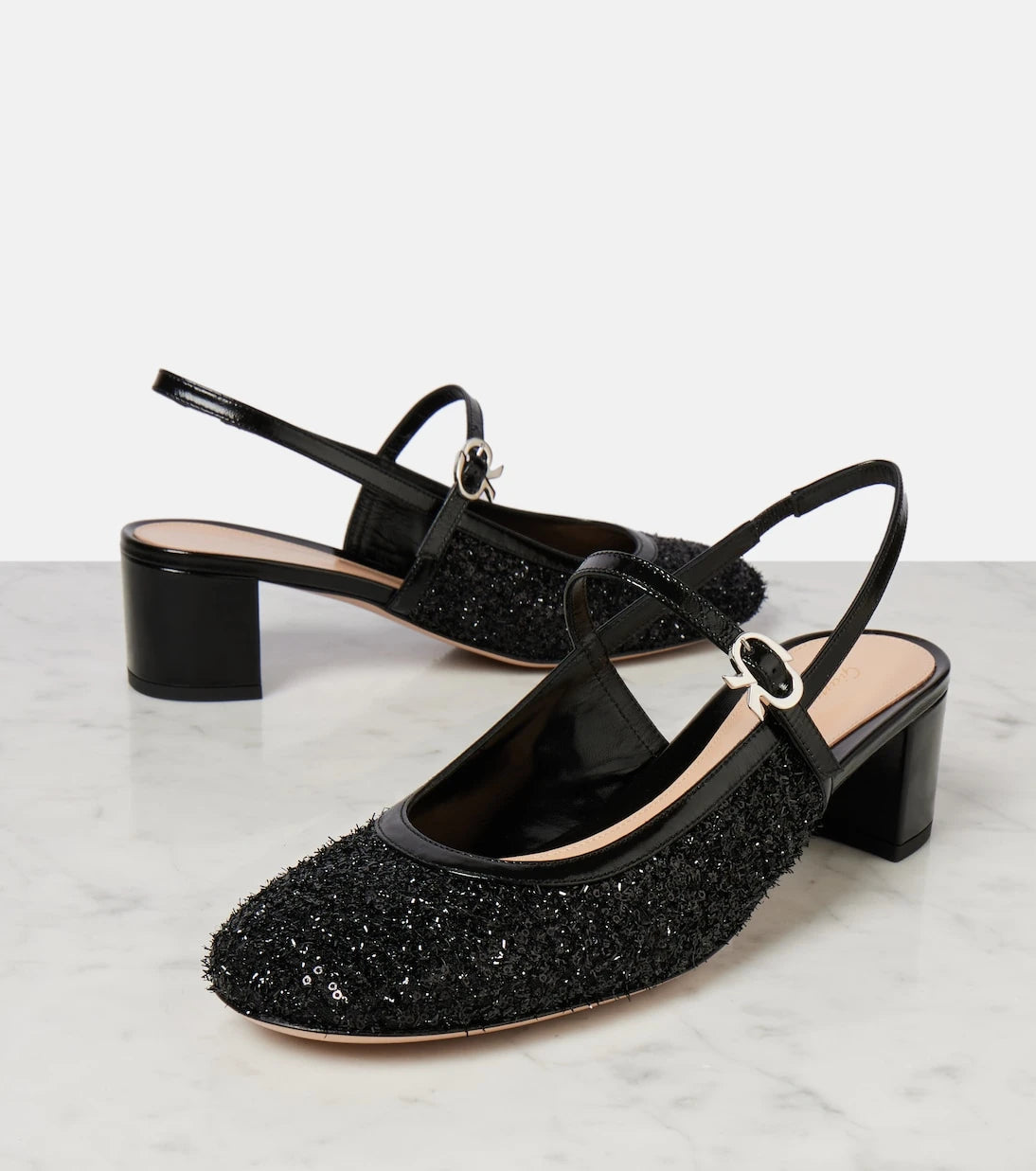 Gianvito Rossi - Leather-trimmed slingback pumps