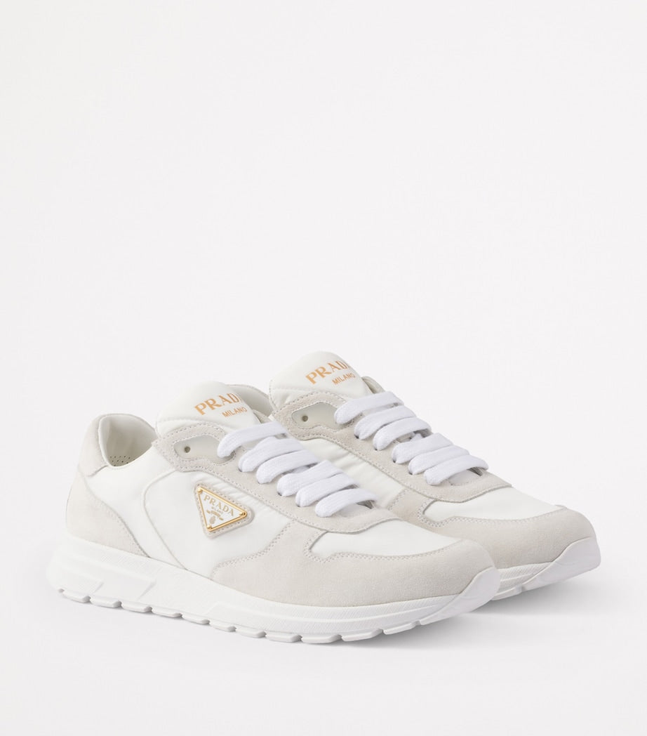 Prada White Re-Nylon and Suede Prax 2.0 Low-Top Sneakers