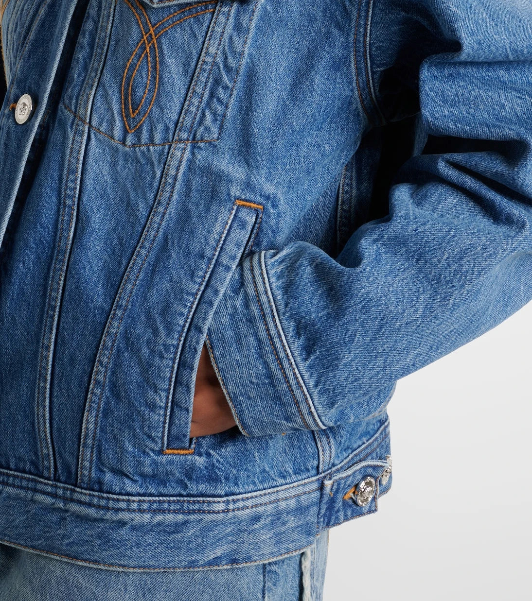 Versace - Trucker suede-trimmed denim jacket