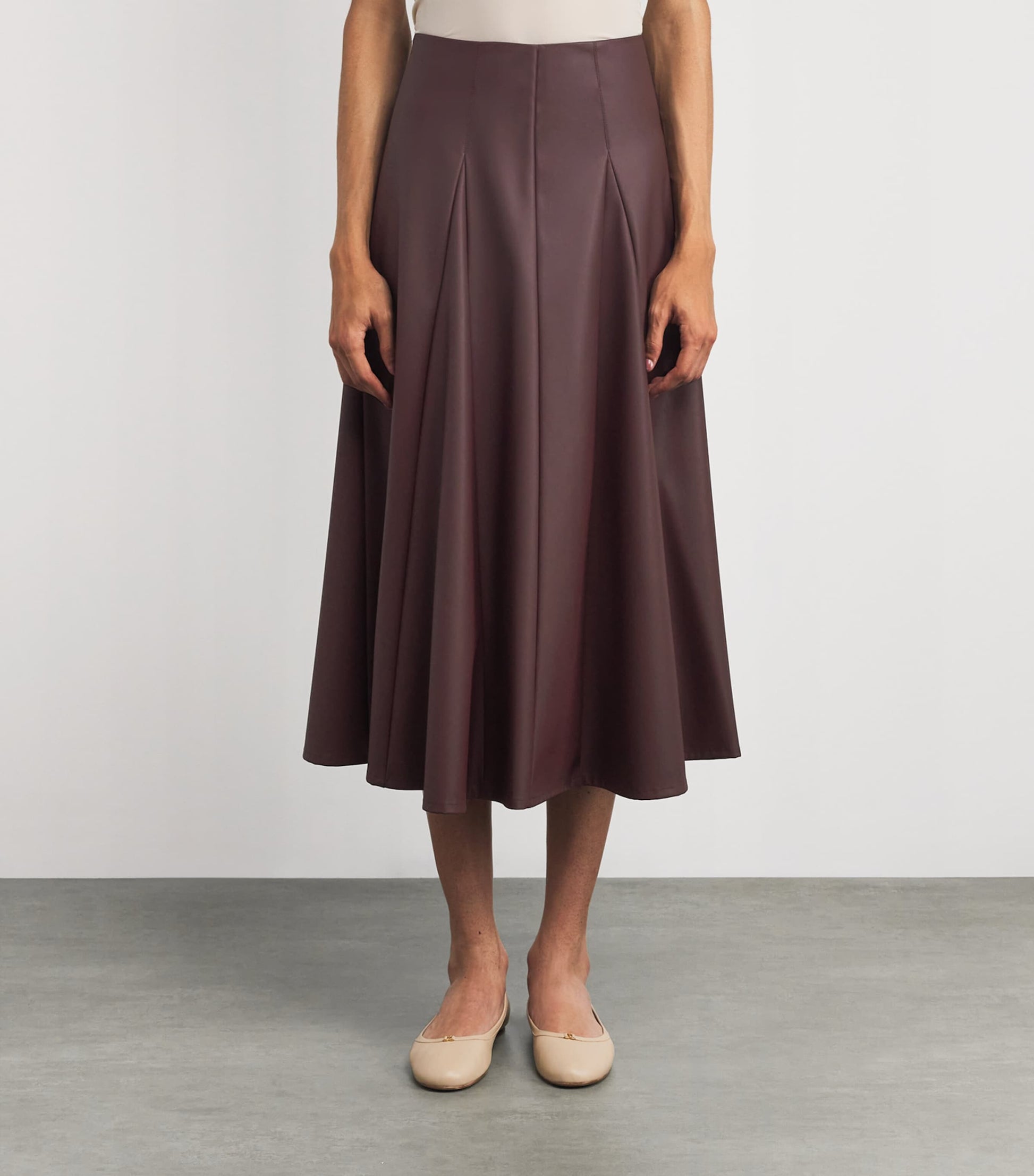 Burgundy Faux Leather Nocera Maxi Skirt