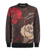 AMIRI Black Mohair-Wool-Blend Floral Sweater