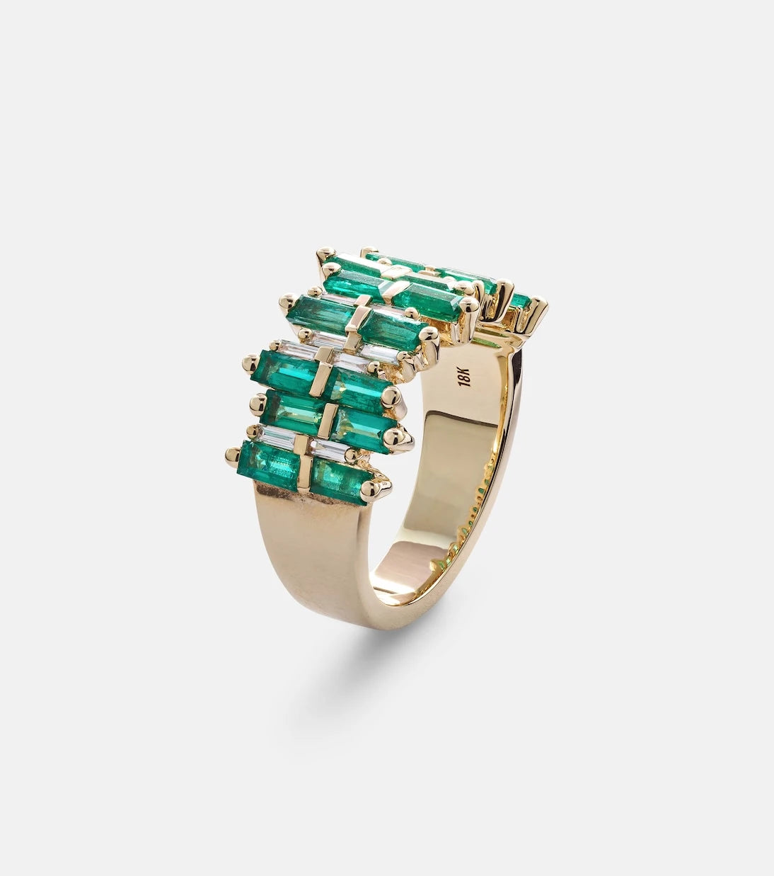 Suzanne Kalan - 18kt gold ring with diamonds and emeralds