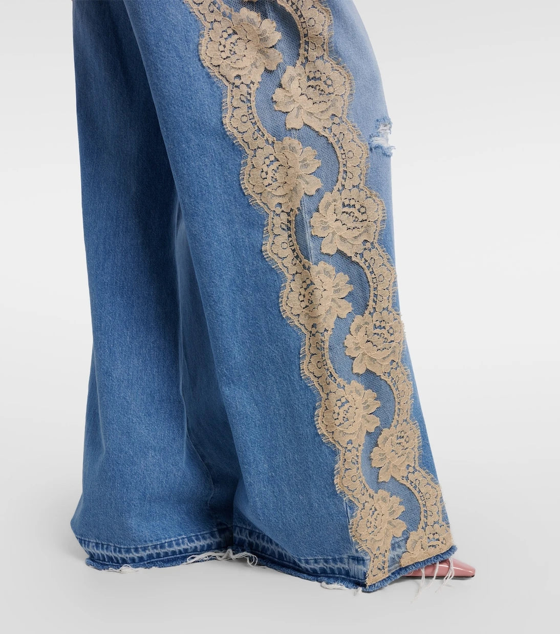 Dolce&Gabbana - Lace-trimmed wide-leg jeans