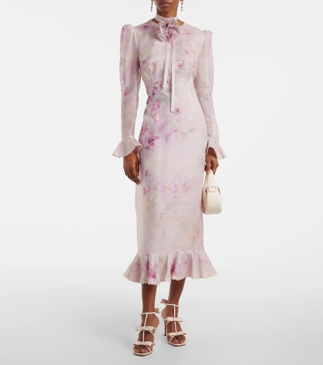 Zimmermann - Crush linen and silk midi dress