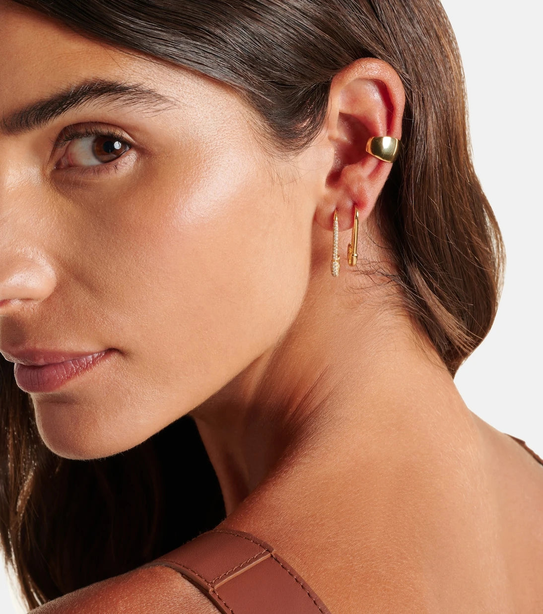 Anita Ko - Safety Pin 18kt gold single earring