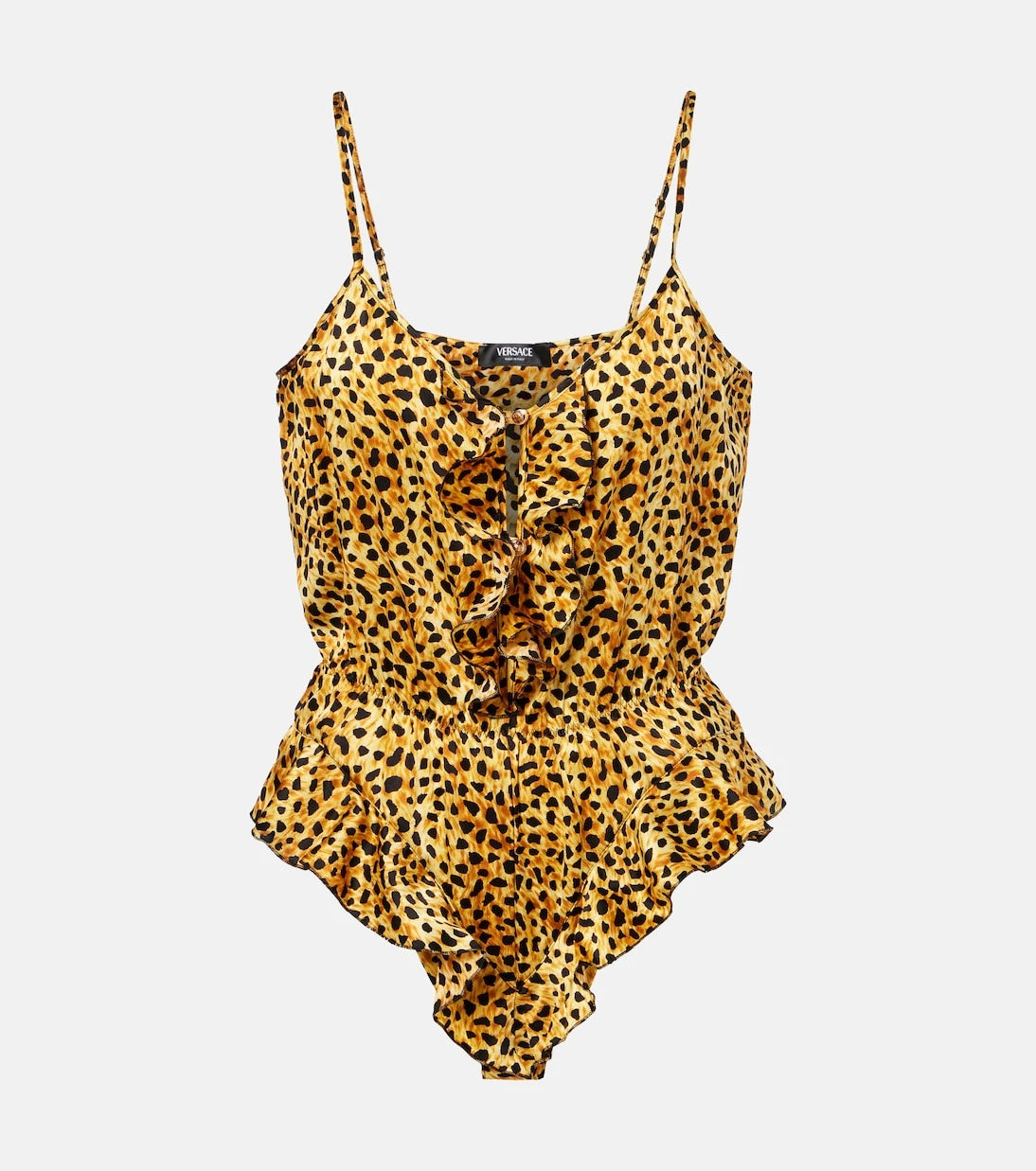 Versace - Leopard-print silk satin bodysuit