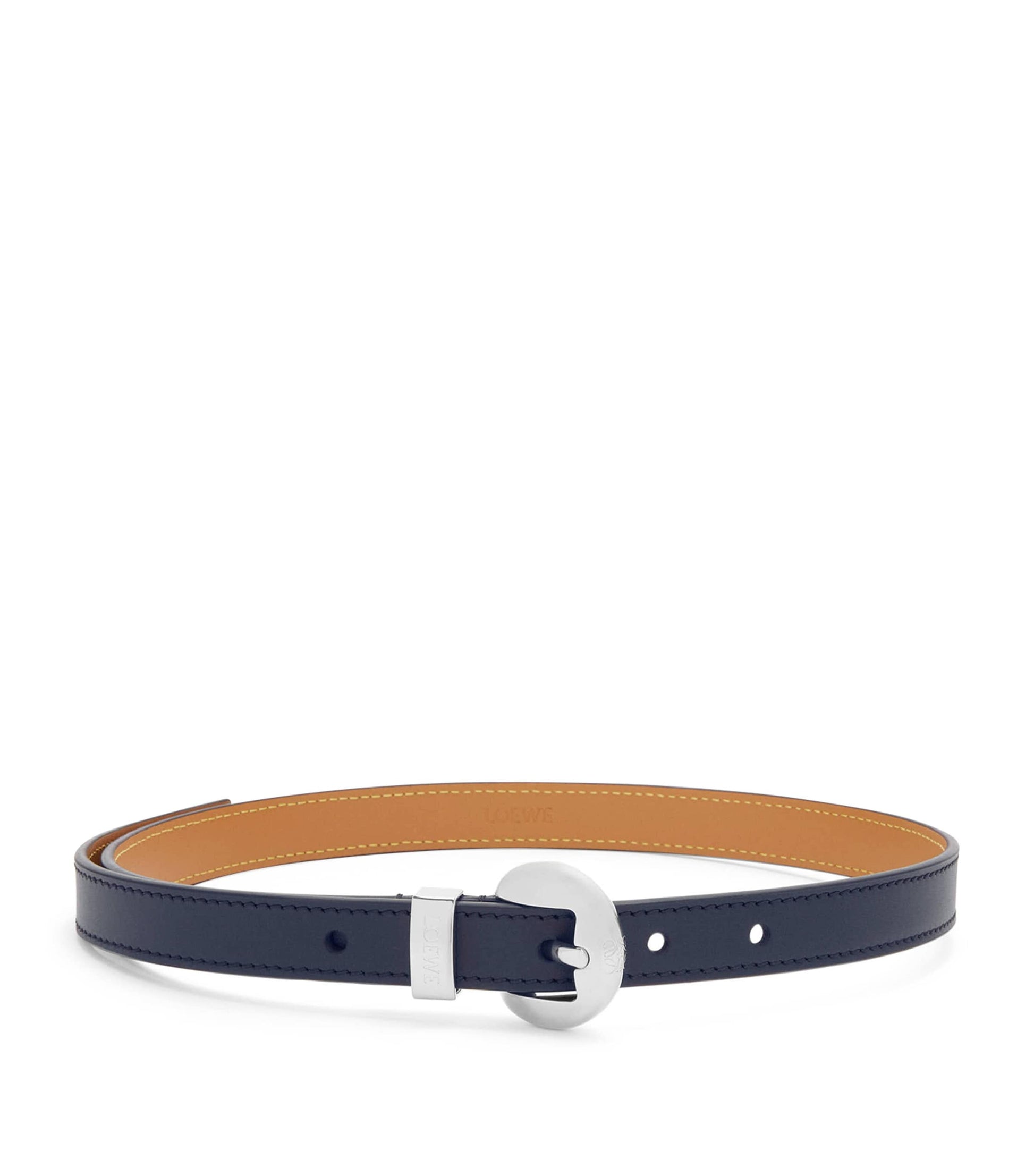 Navy Leather Pebble Belt