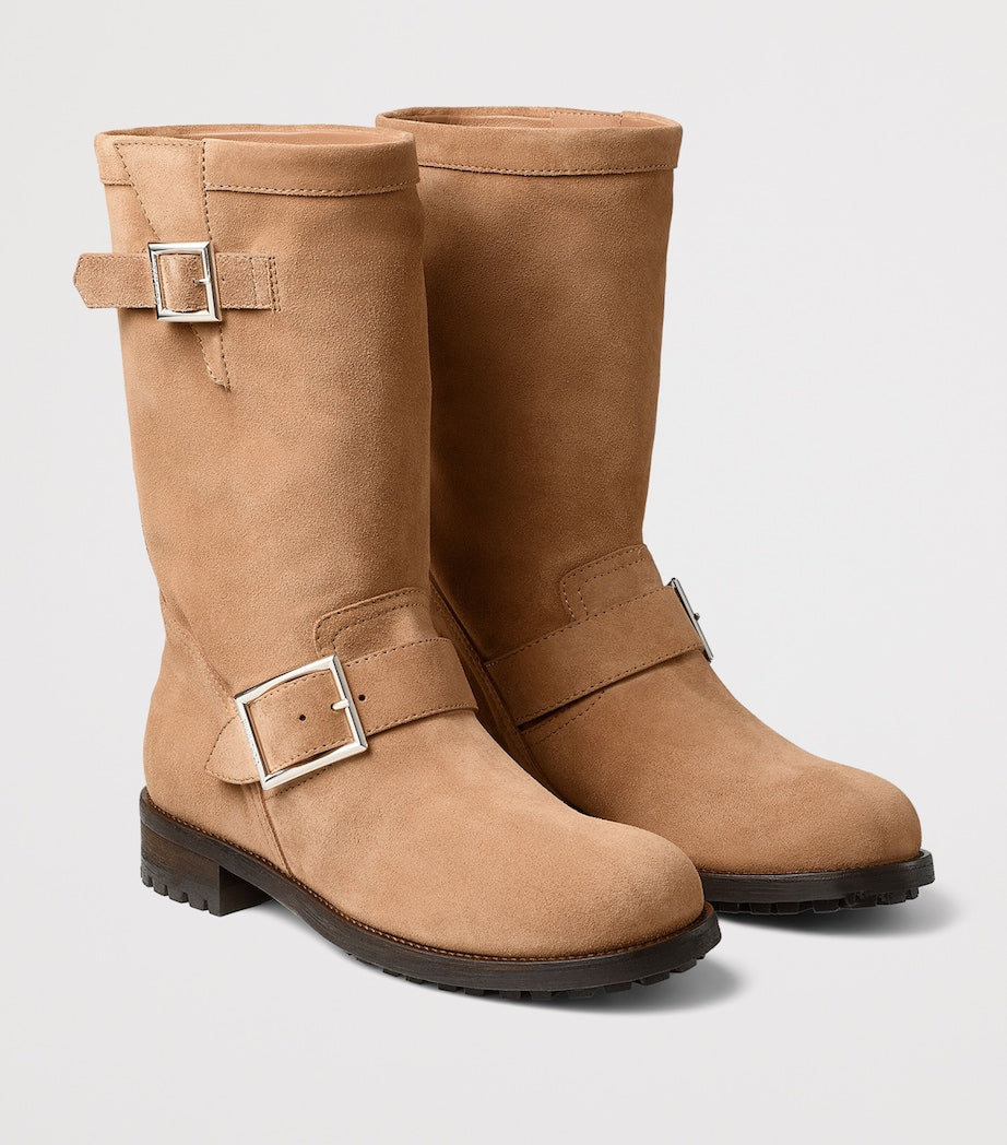 Jimmy Choo Beige Biker Mid Leather Boots