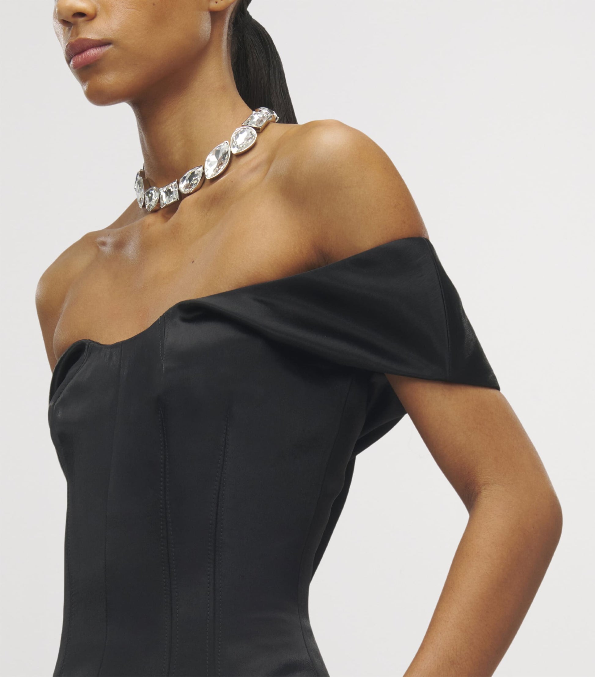 McQueen Black Off-The-Shoulder Mini Dress