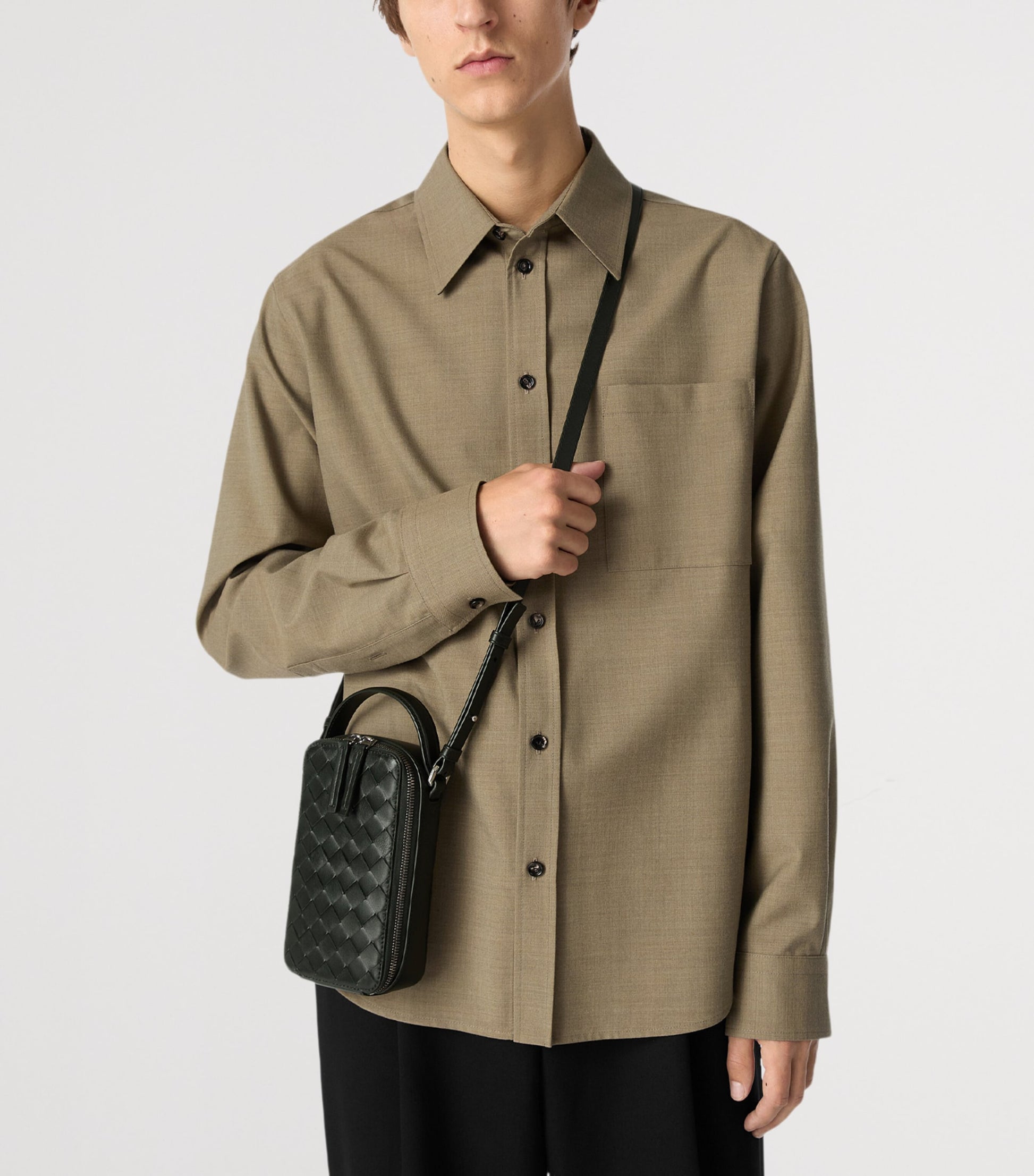 Bottega Veneta Leather Intrecciato Getaway Phone Pouch