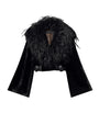 LOUIS VUITTON Black Down Faux Fur-Collar Cropped Jacket